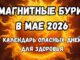 Календарь магнитных бурь на май 2026. Магнитные бури в мае 2026: самые опасные дни месяца.