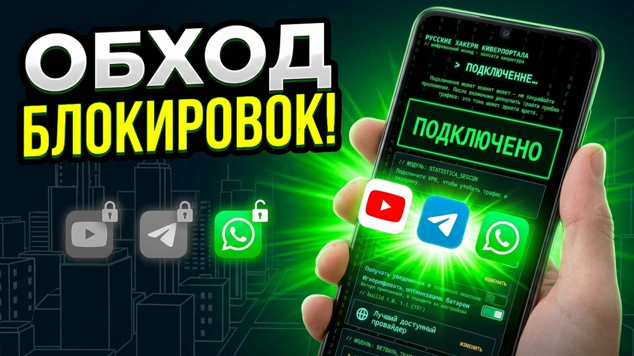 Рабочий VPN 2026 Как обойти ВСЕ блокировки на Андроид! Как восстановить Телеграм, Воцап, Ютуб обход блокировок