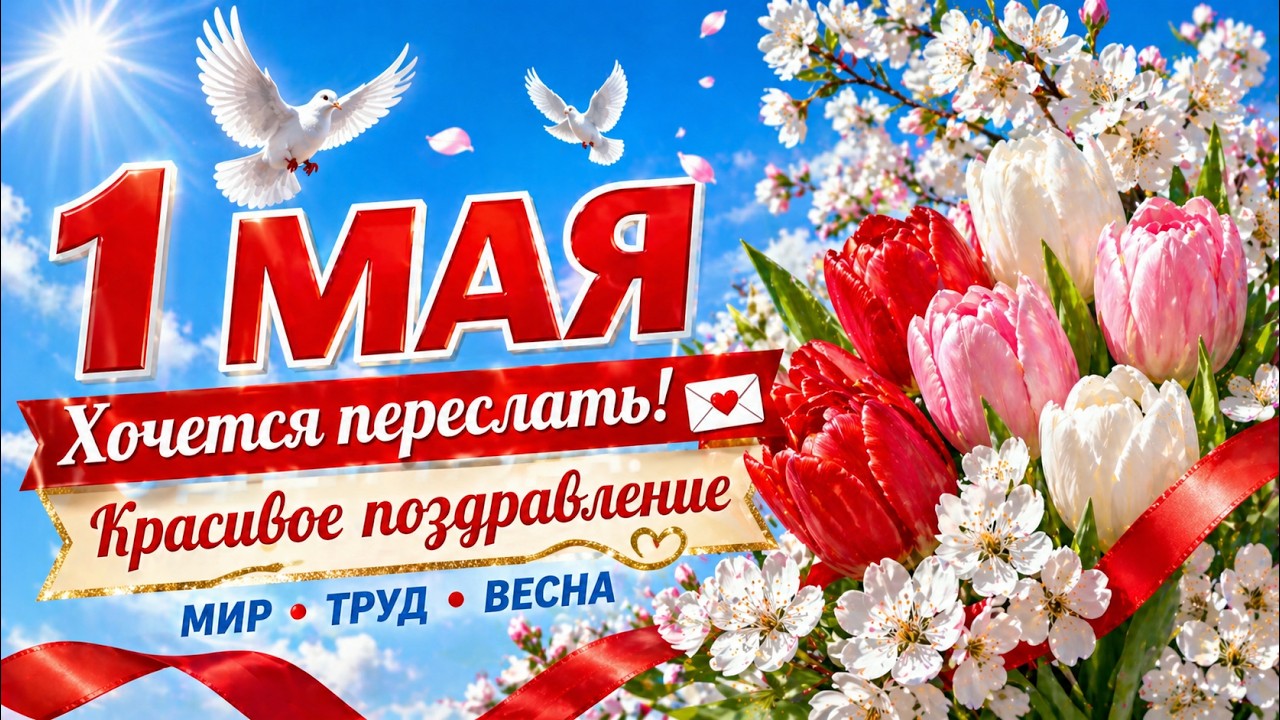 1 МАЯ С ДНЁМ ТРУДА! Красивая открытка Мир Труд Май Весна 1 мая 2026г.