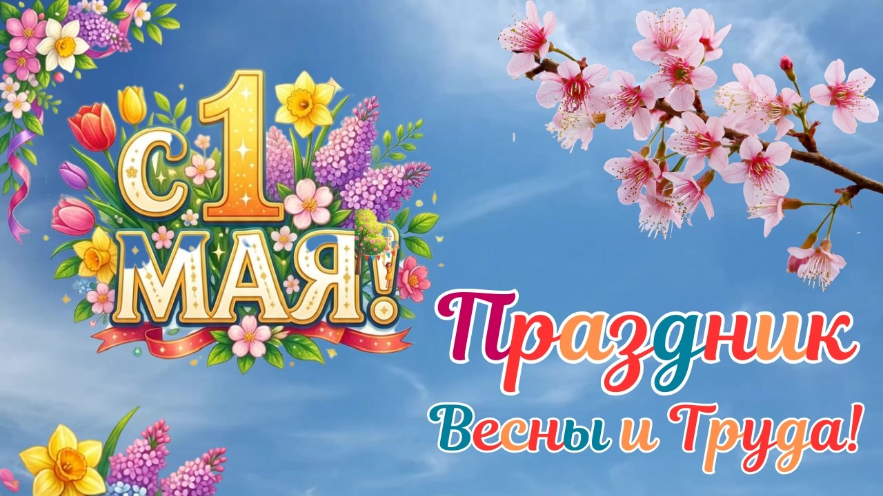 1Мая 2026 Поздравление с 1 Мая. Праздник Весны и Труда! День труда! С 1 мая! Первомай.