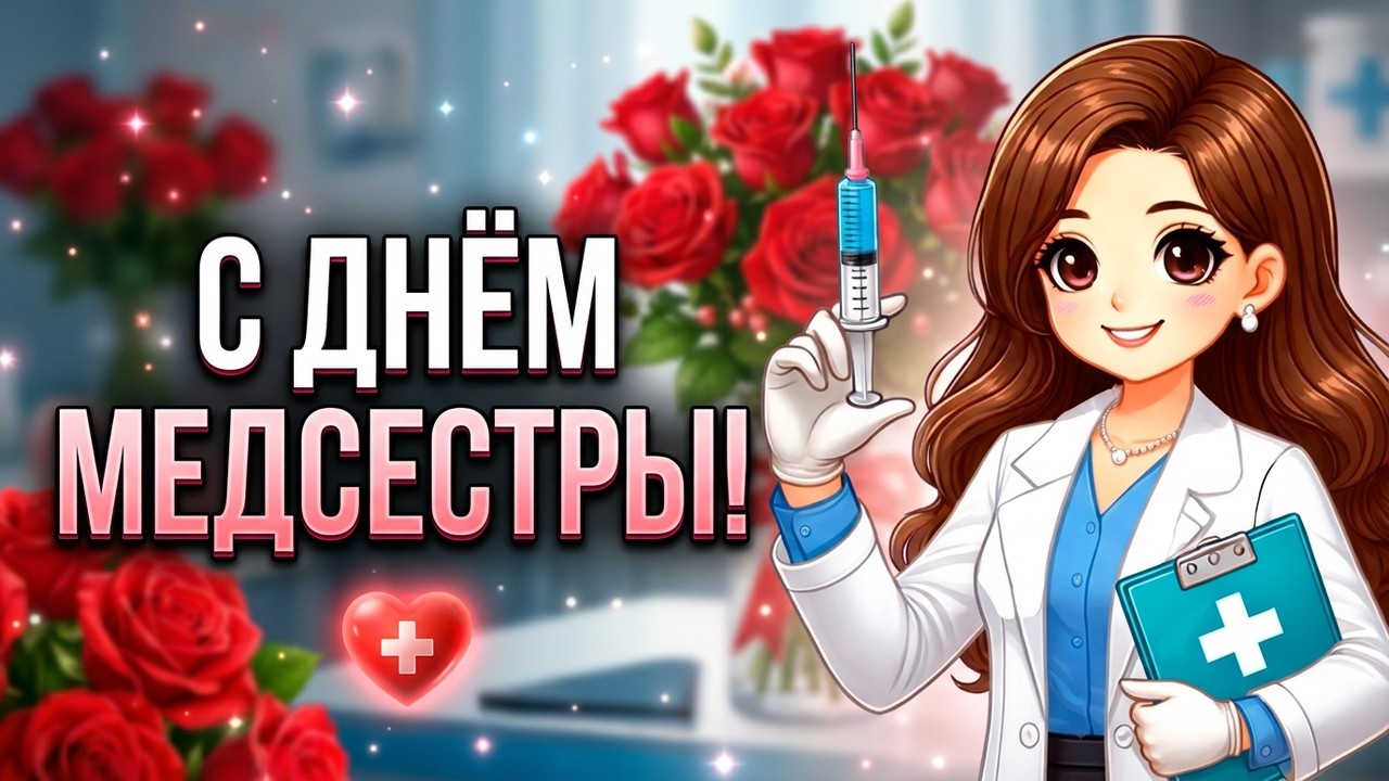 С Днем медицинской сестры! Открытка Красивое поздравление с днем медсестры